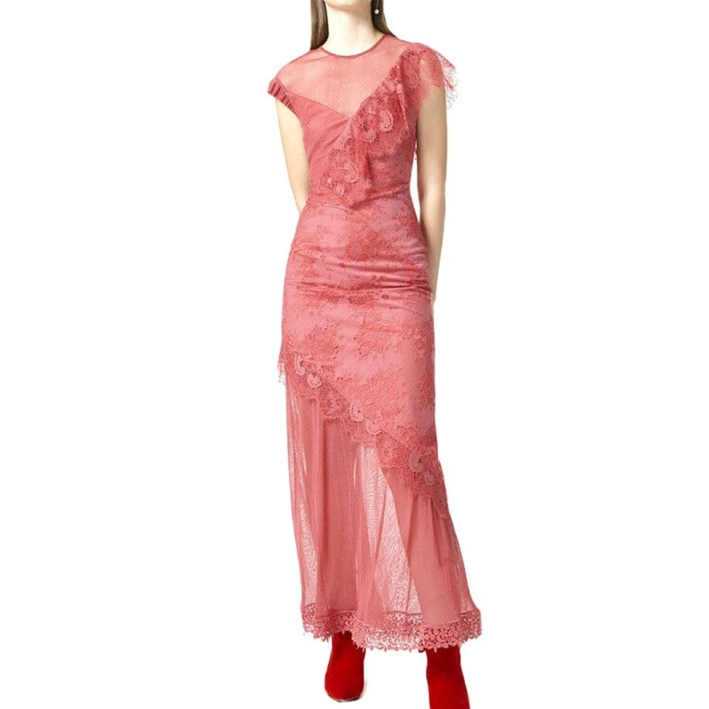 Three Floor Mirage Dusty Pink Lace Dress Sz US10